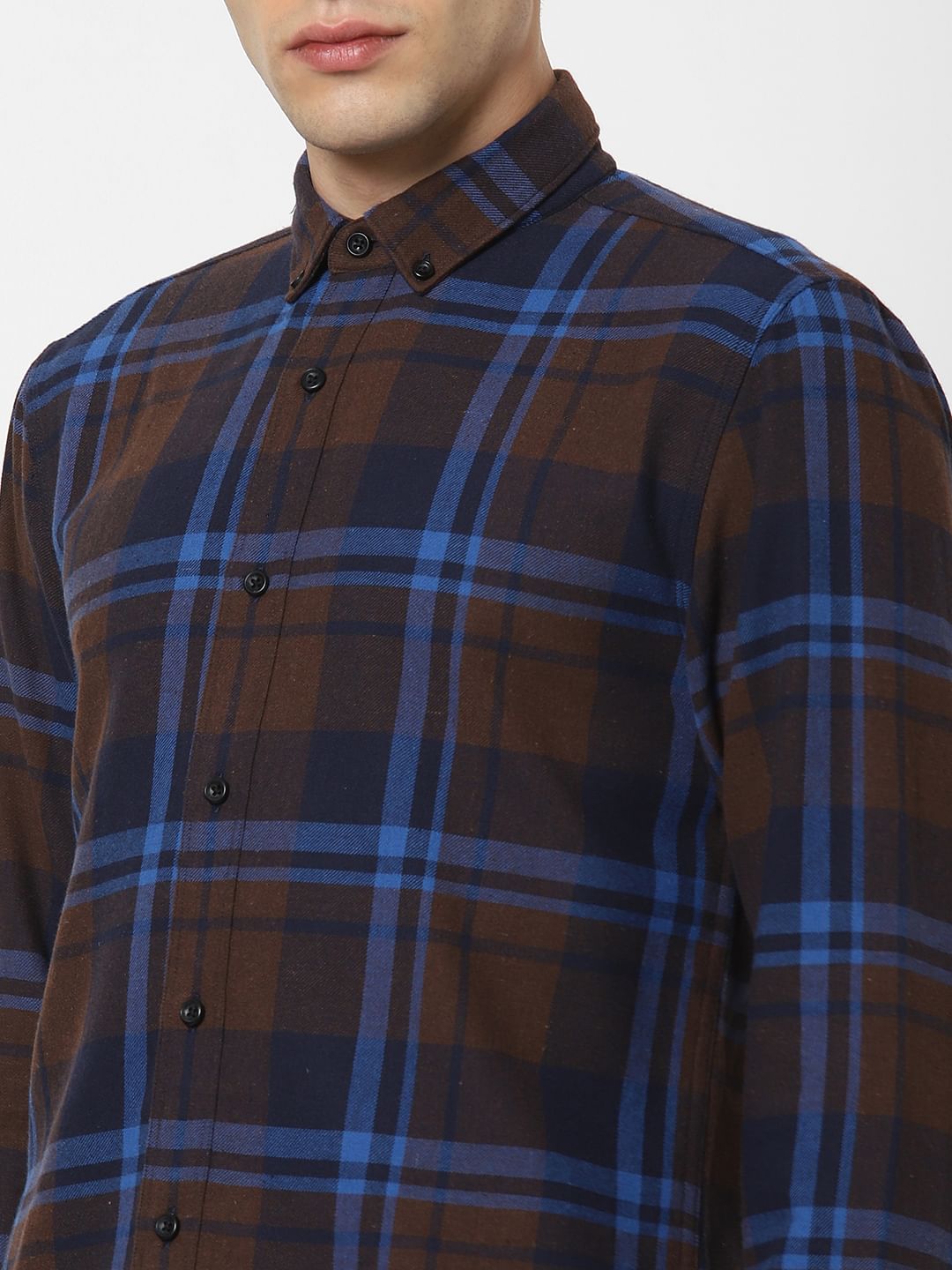 Navy Blue Check Full Sleeves Shirt