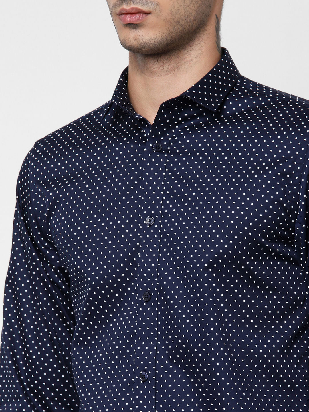 Navy Blue All Over Print Full Sleeves Shirt