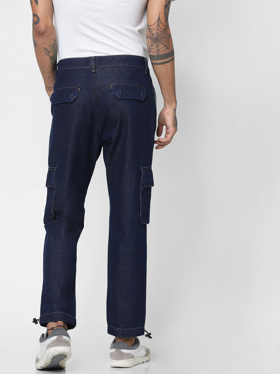 Blue Mid Rise Utility Anti-Fit Jeans