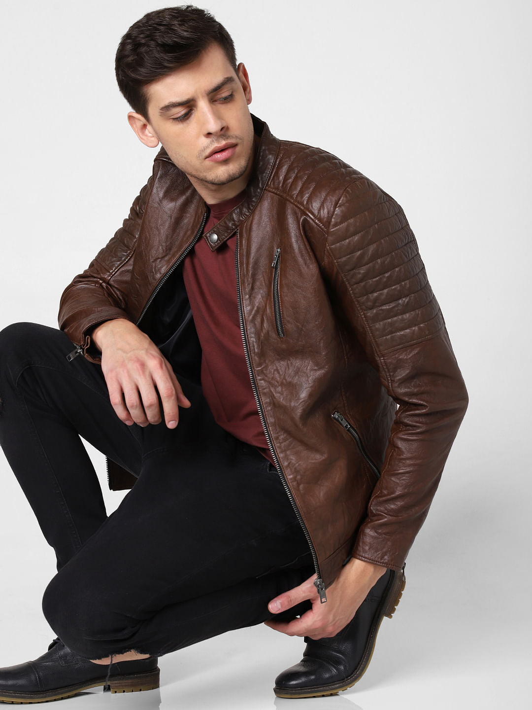 Brown Leather Jacket - S
