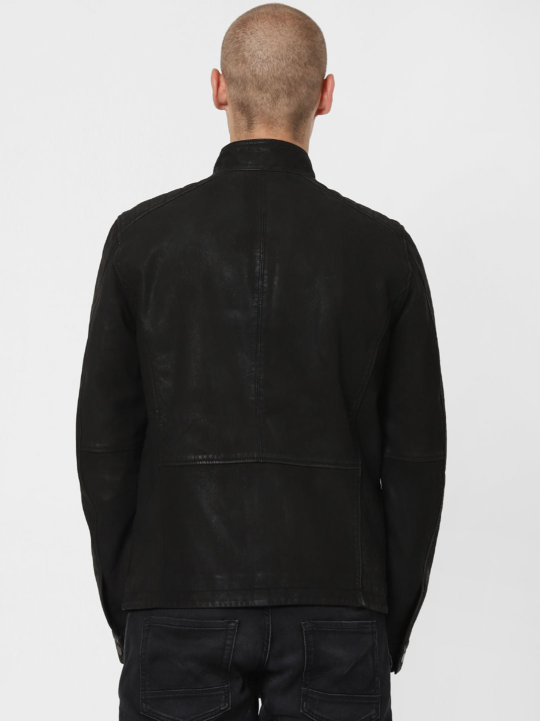 Black Washed Leather Jacket