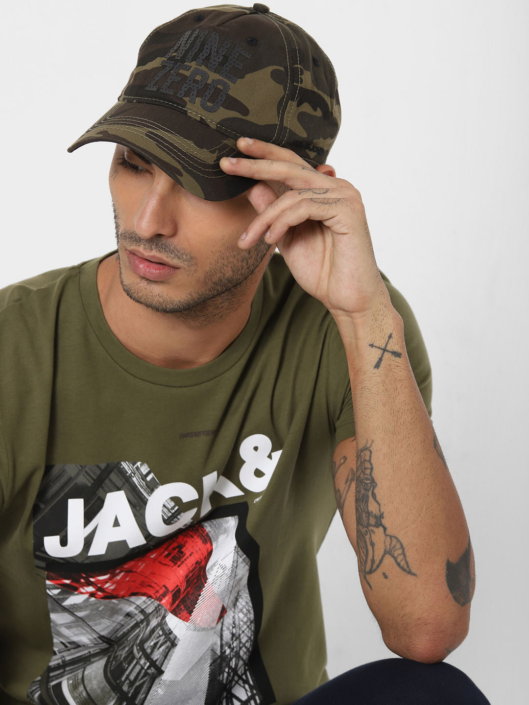 Green Camo Print Cap - ONE
