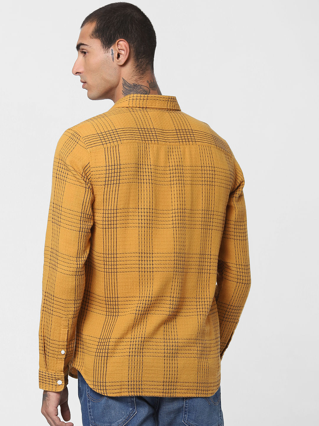 Mustard Printed Full Sleeves Shirt