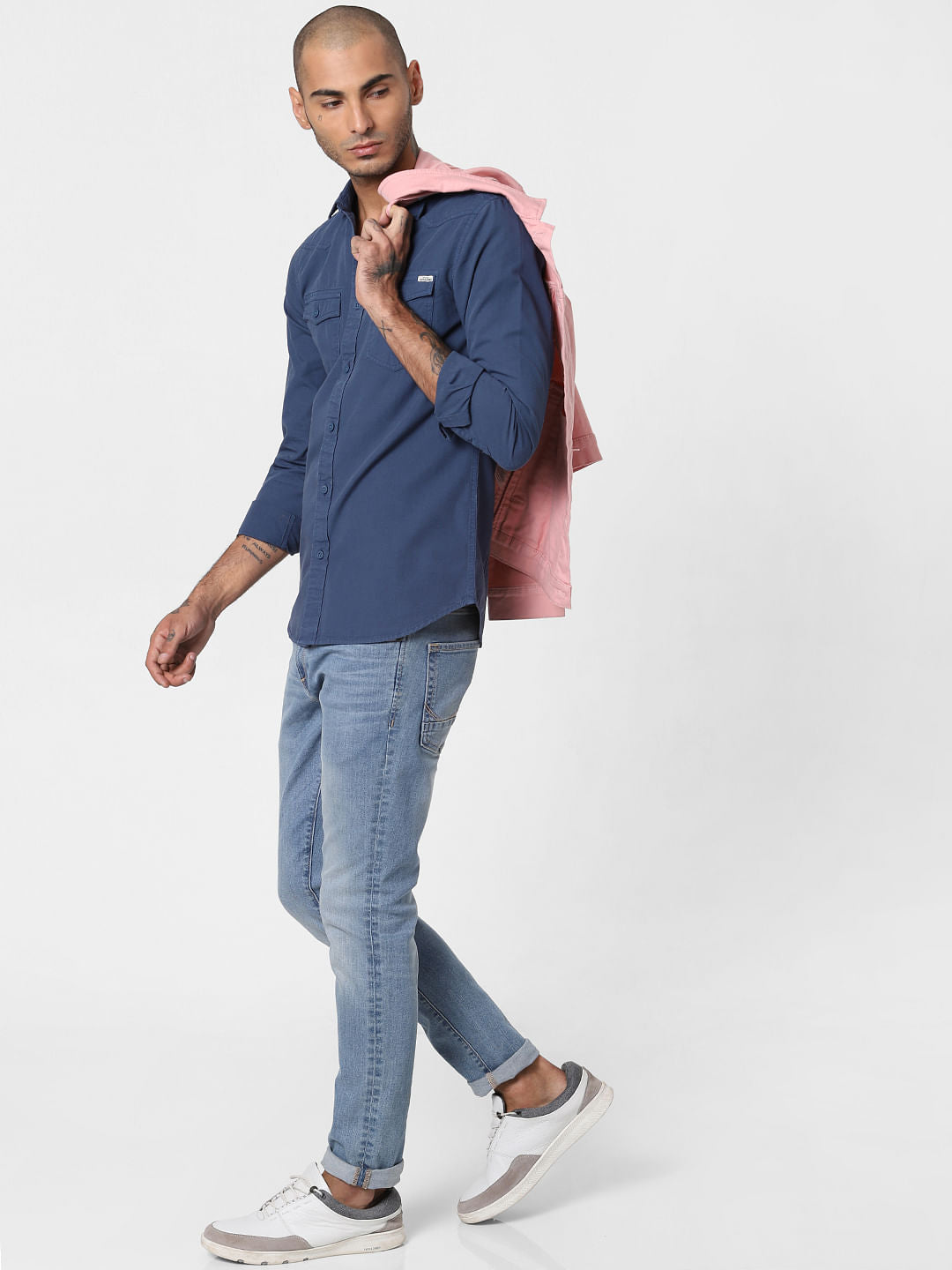 Blue Washed Full Sleeves Shirt - S