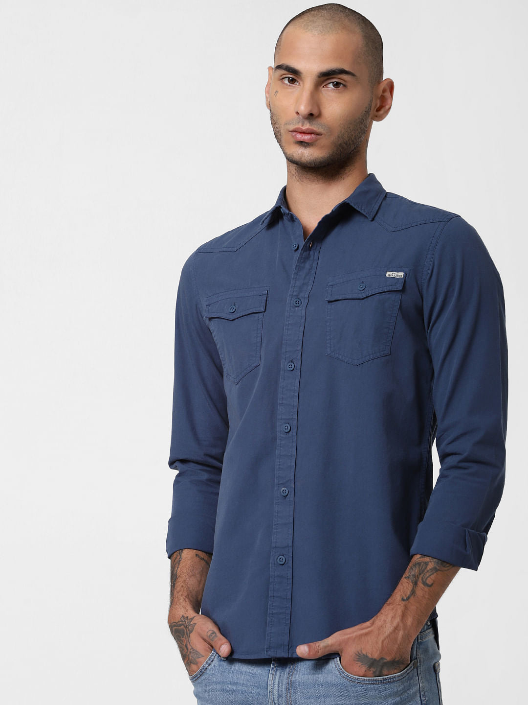 Blue Washed Full Sleeves Shirt