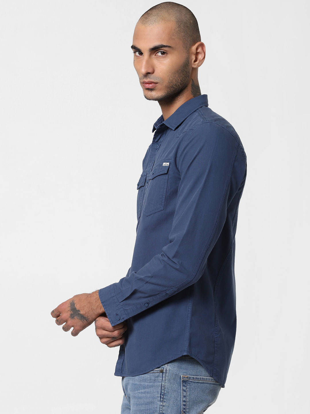 Blue Washed Full Sleeves Shirt