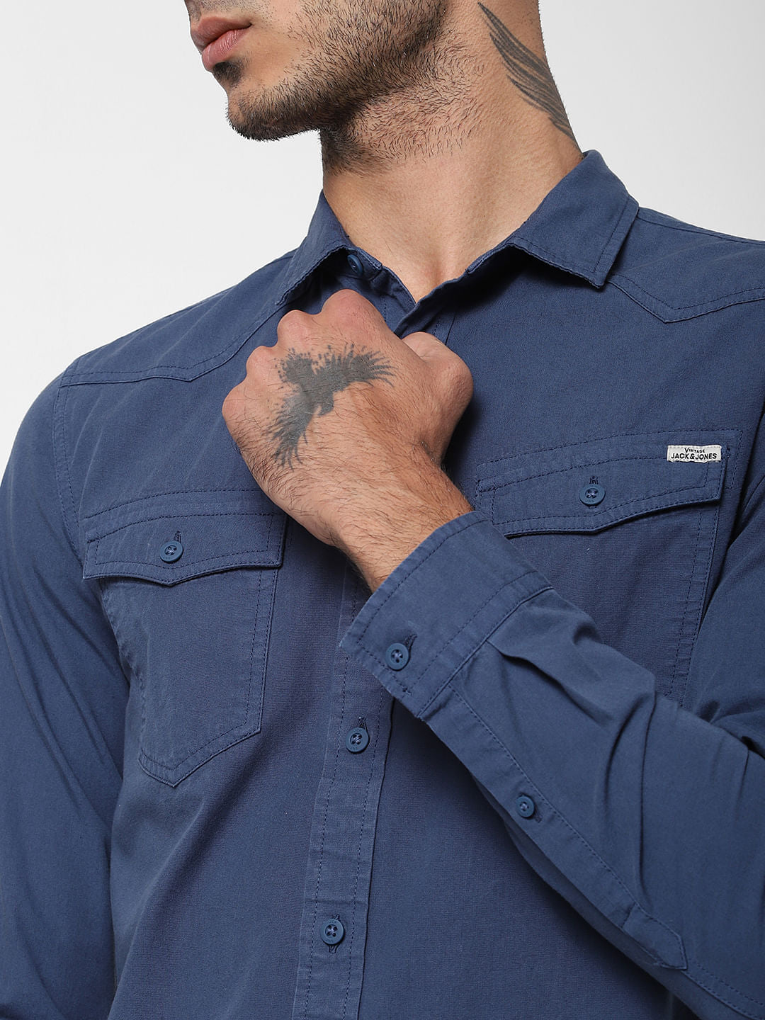 Blue Washed Full Sleeves Shirt