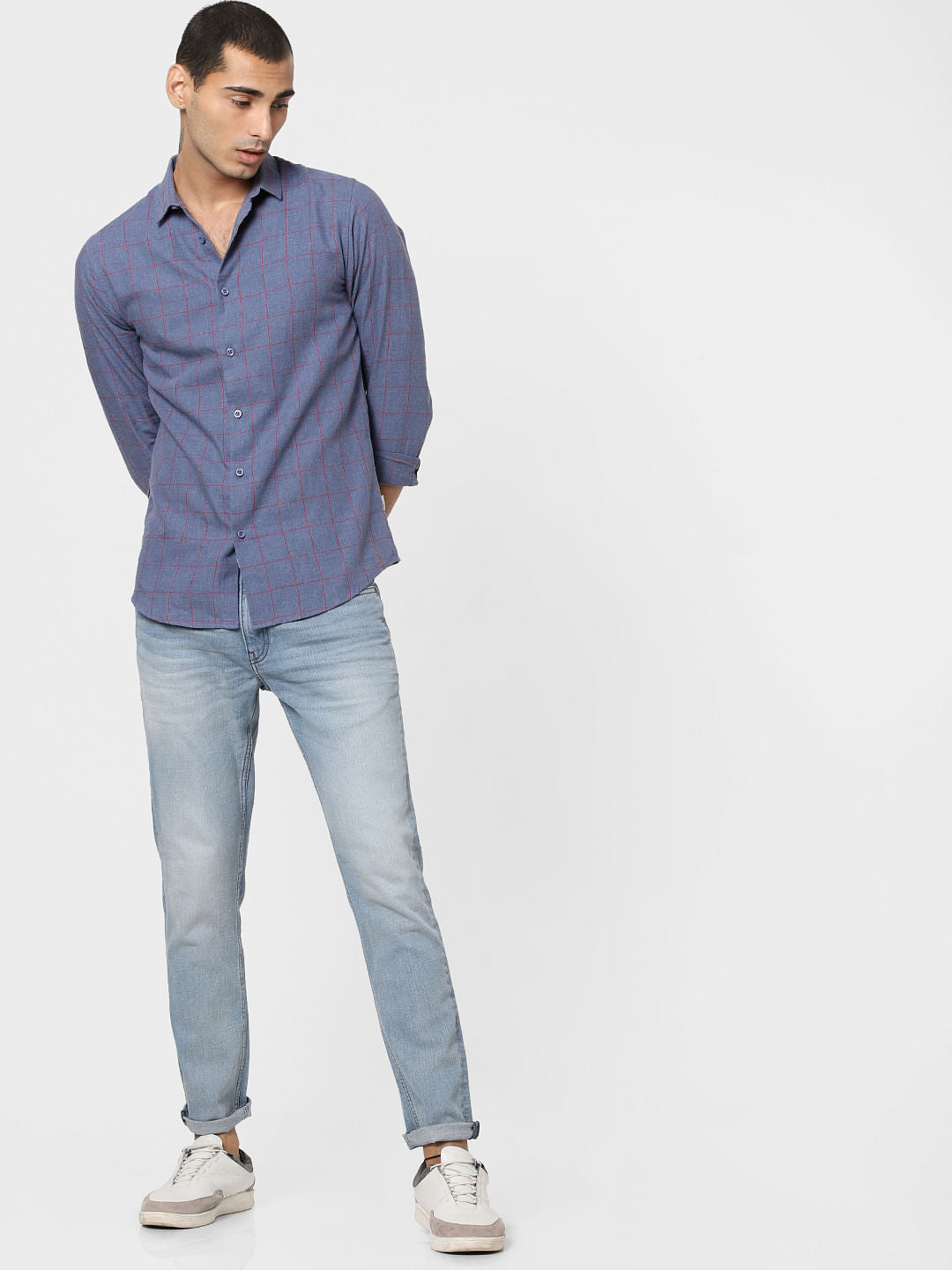 Blue Check Full Sleeves Shirt - S