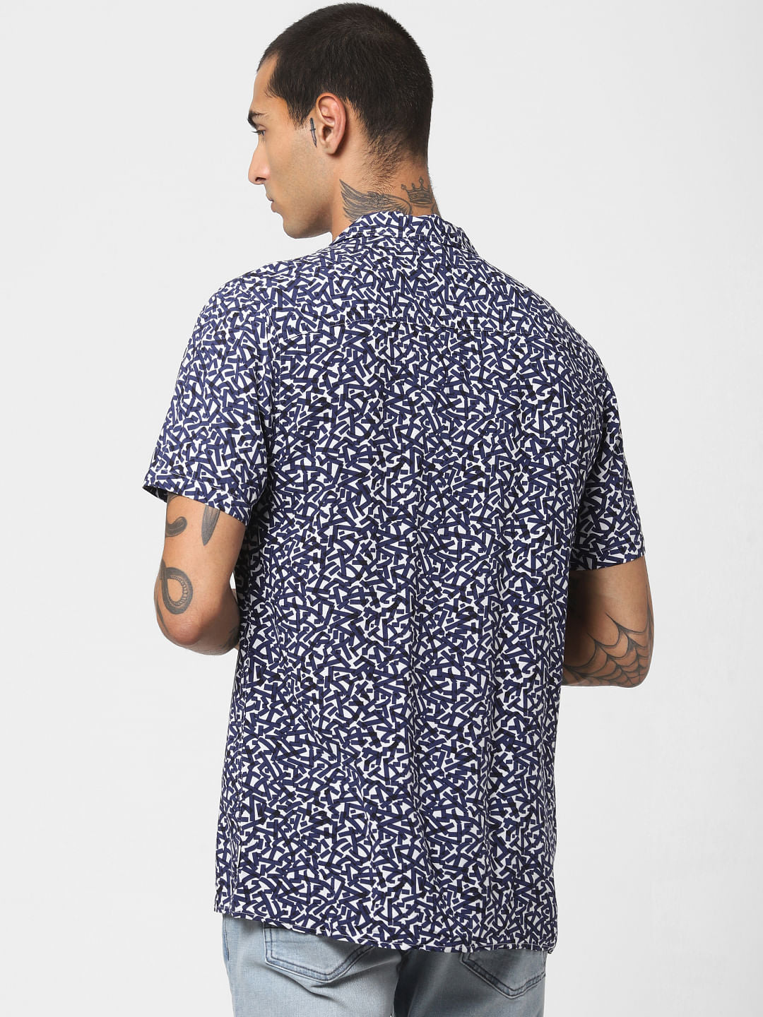 White Printed Short Sleeves Shirt