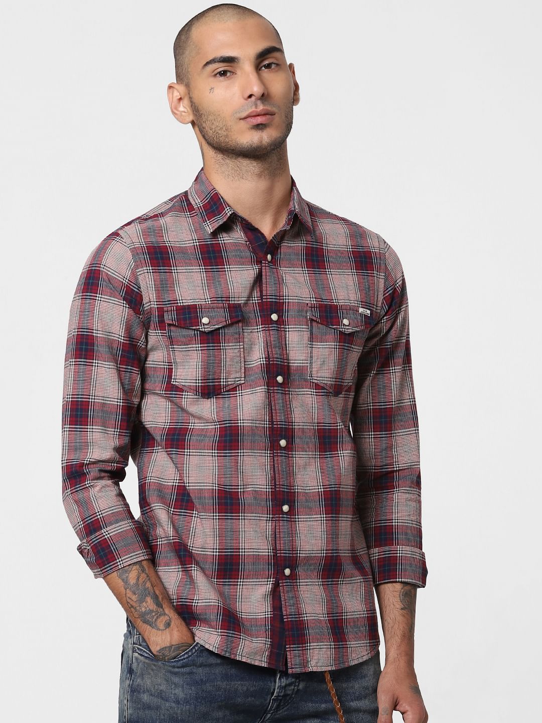 Red Check Full Sleeves Shirt