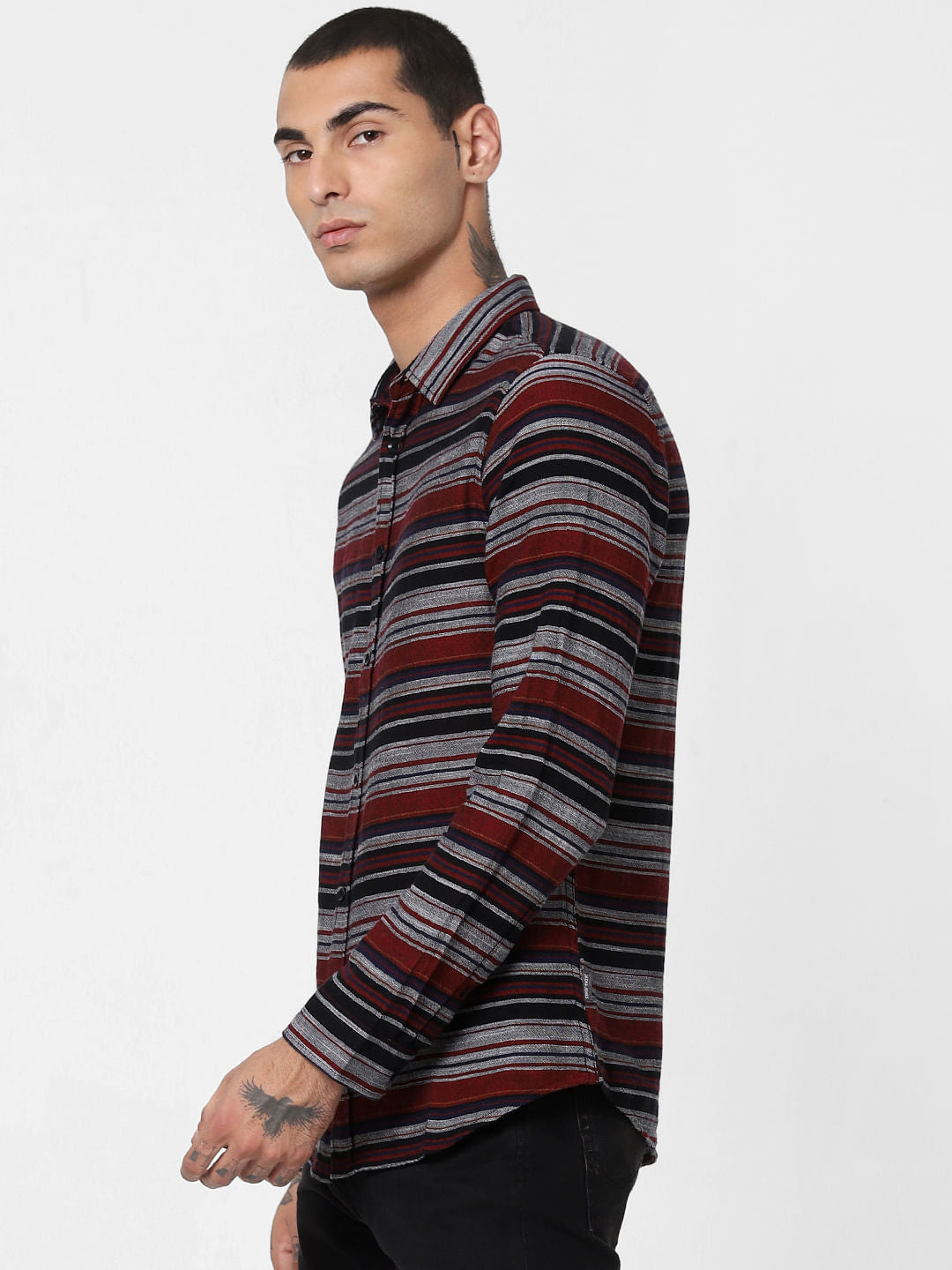 Black Striped Full Sleeves Shirt