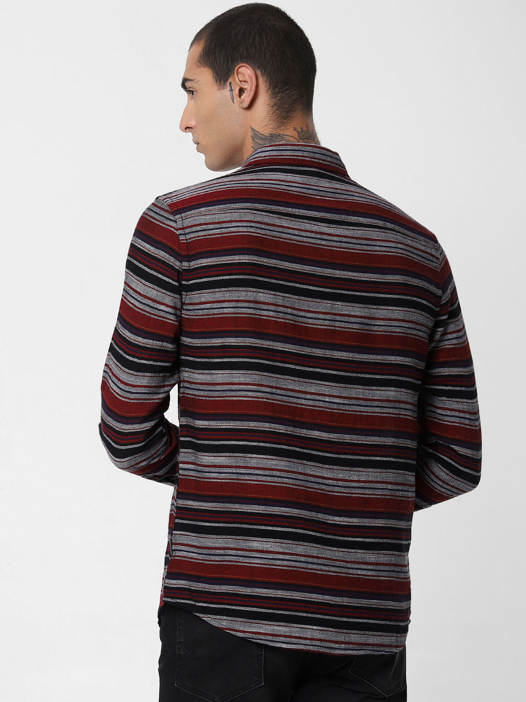 Black Striped Full Sleeves Shirt