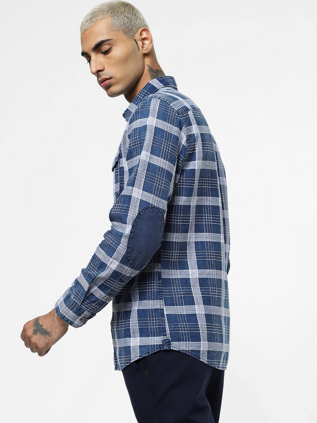 Blue Check Full Sleeves Shirt - S