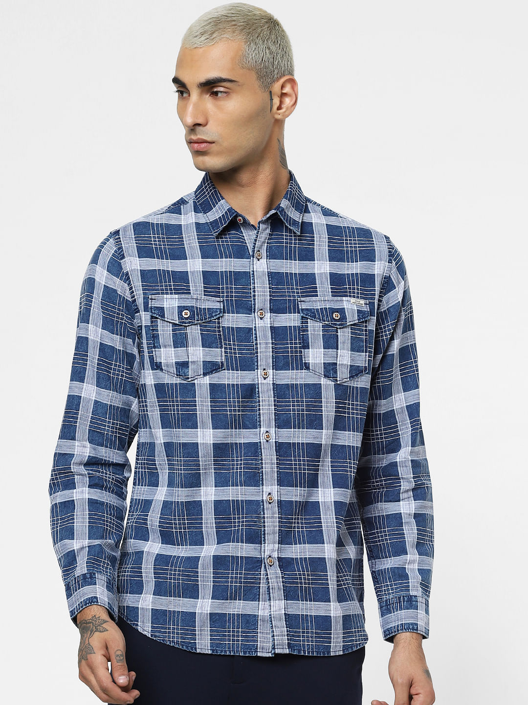 Blue Check Full Sleeves Shirt