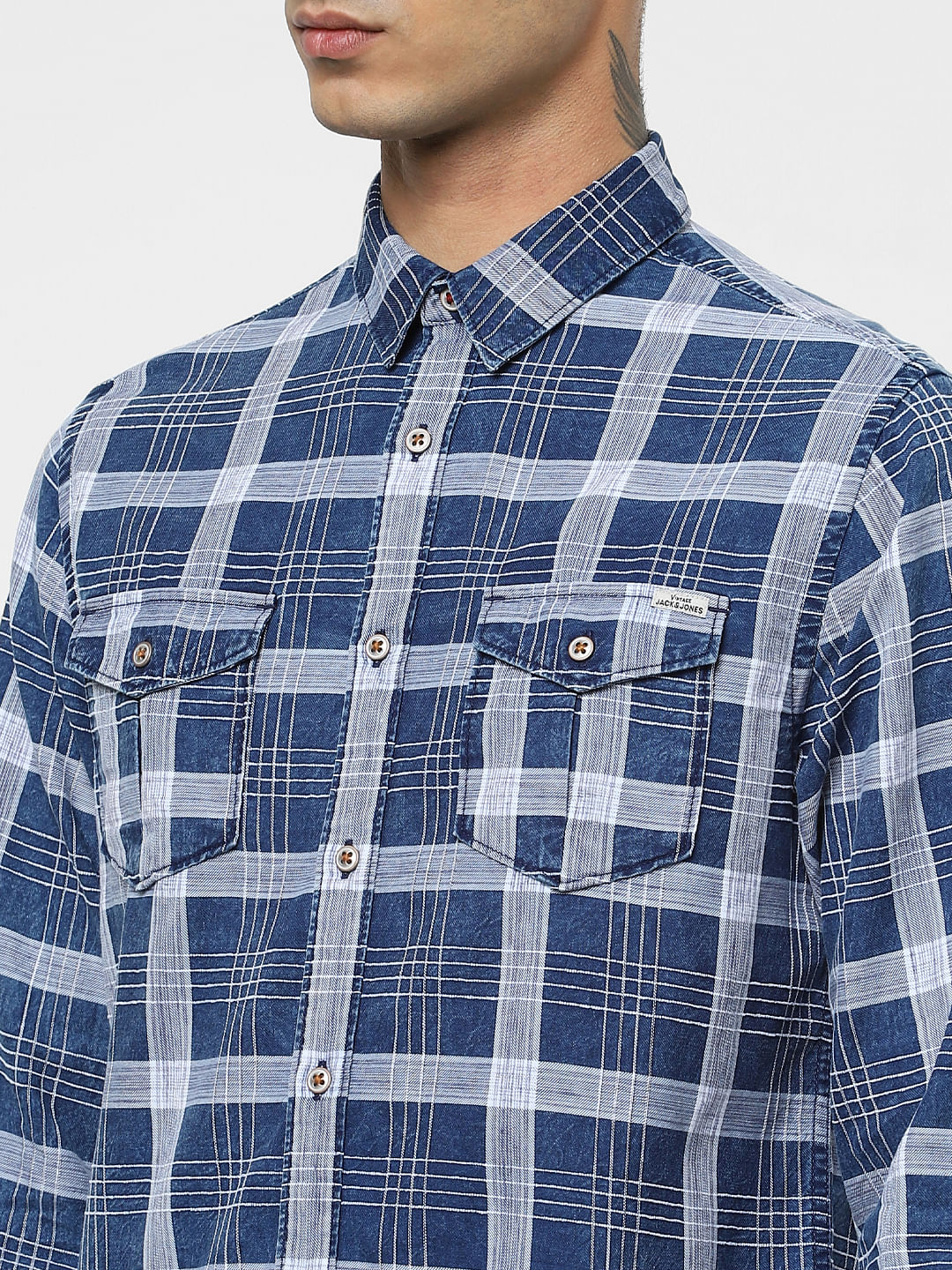 Blue Check Full Sleeves Shirt