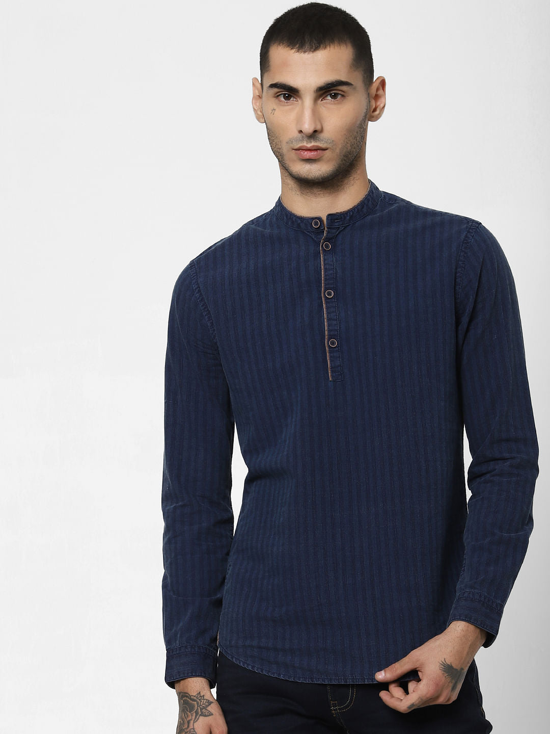 Blue Striped Full Sleeves Shirt