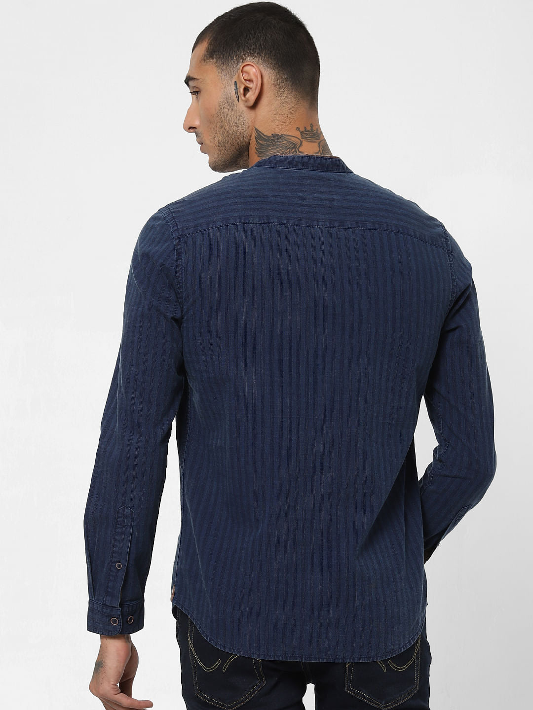 Blue Striped Full Sleeves Shirt