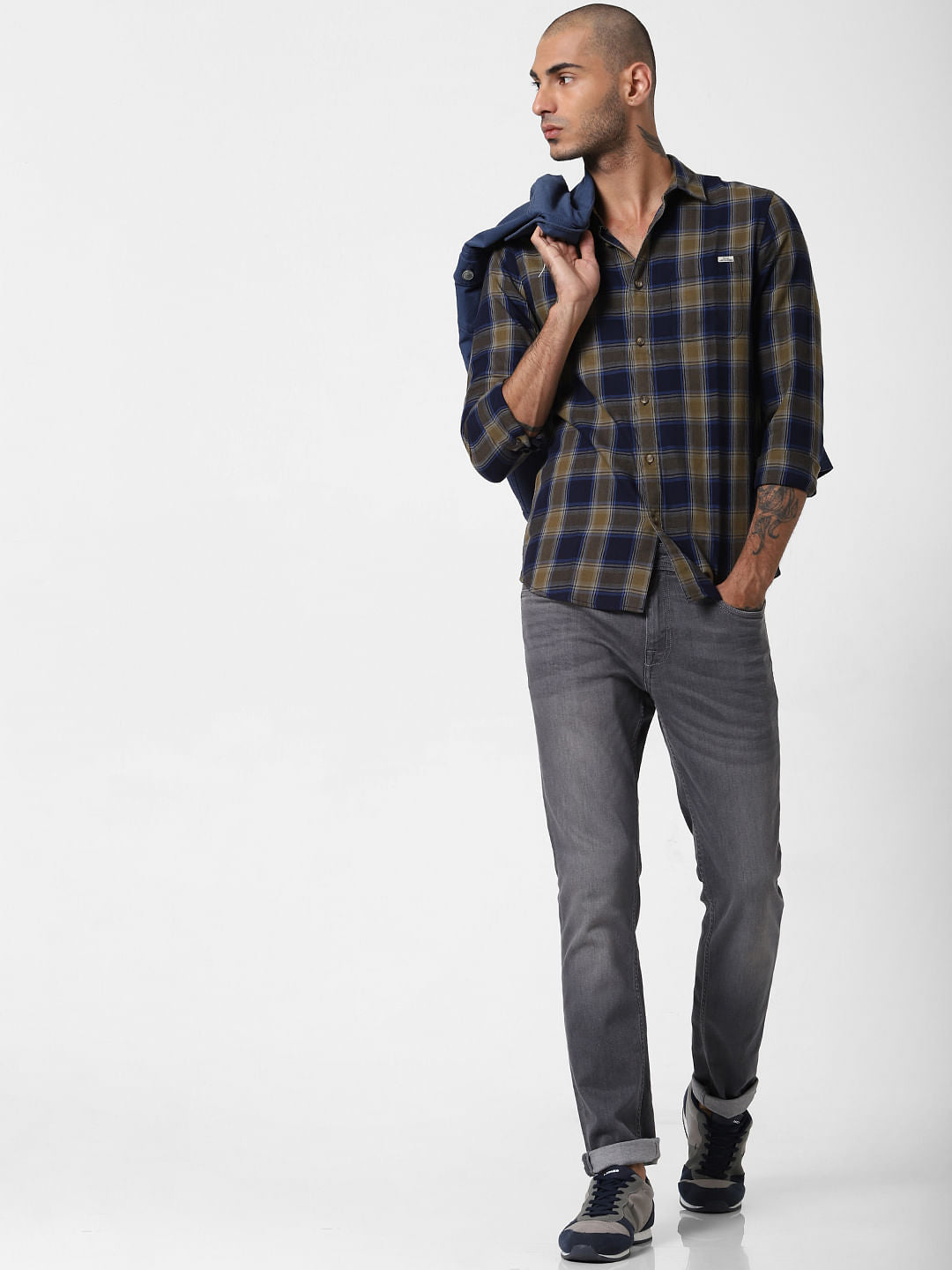 Blue Check Full Sleeves Shirt - S