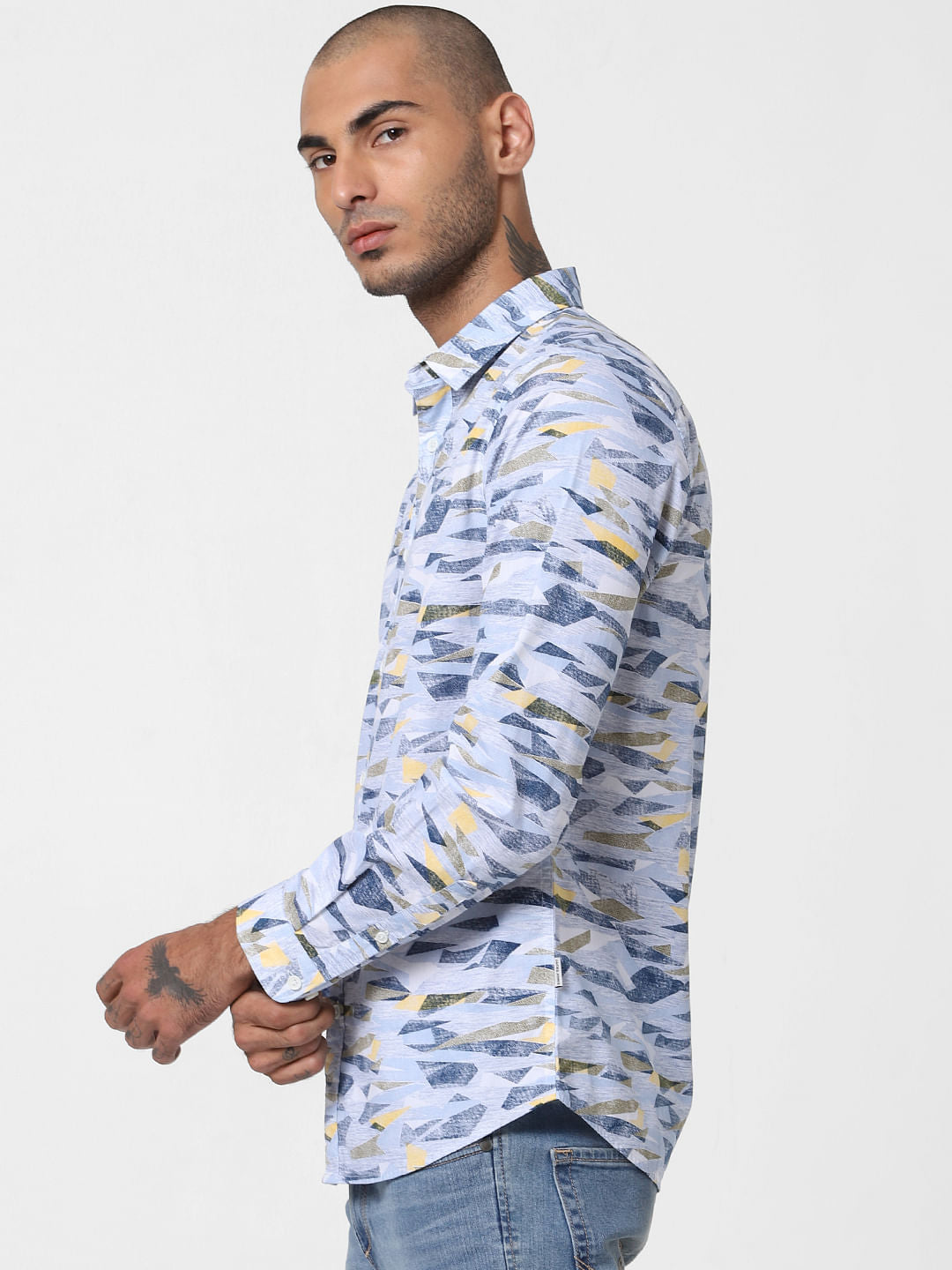 Blue All Over Print Full Sleeves Shirt