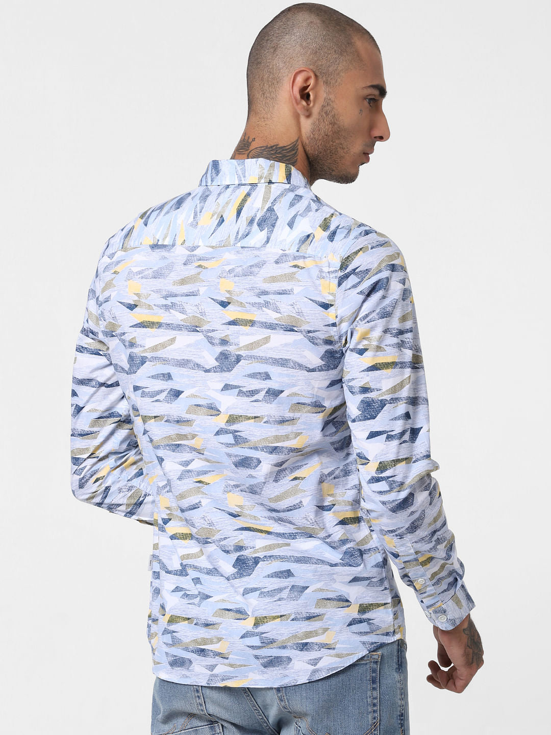 Blue All Over Print Full Sleeves Shirt