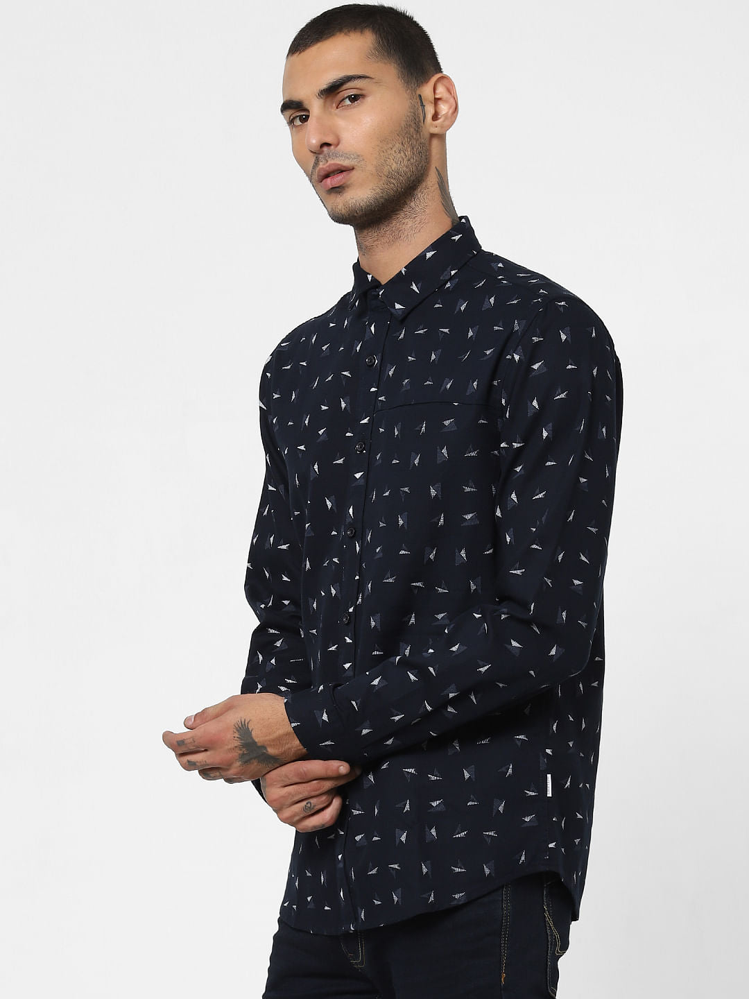 Navy Blue All Over Print Shirt
