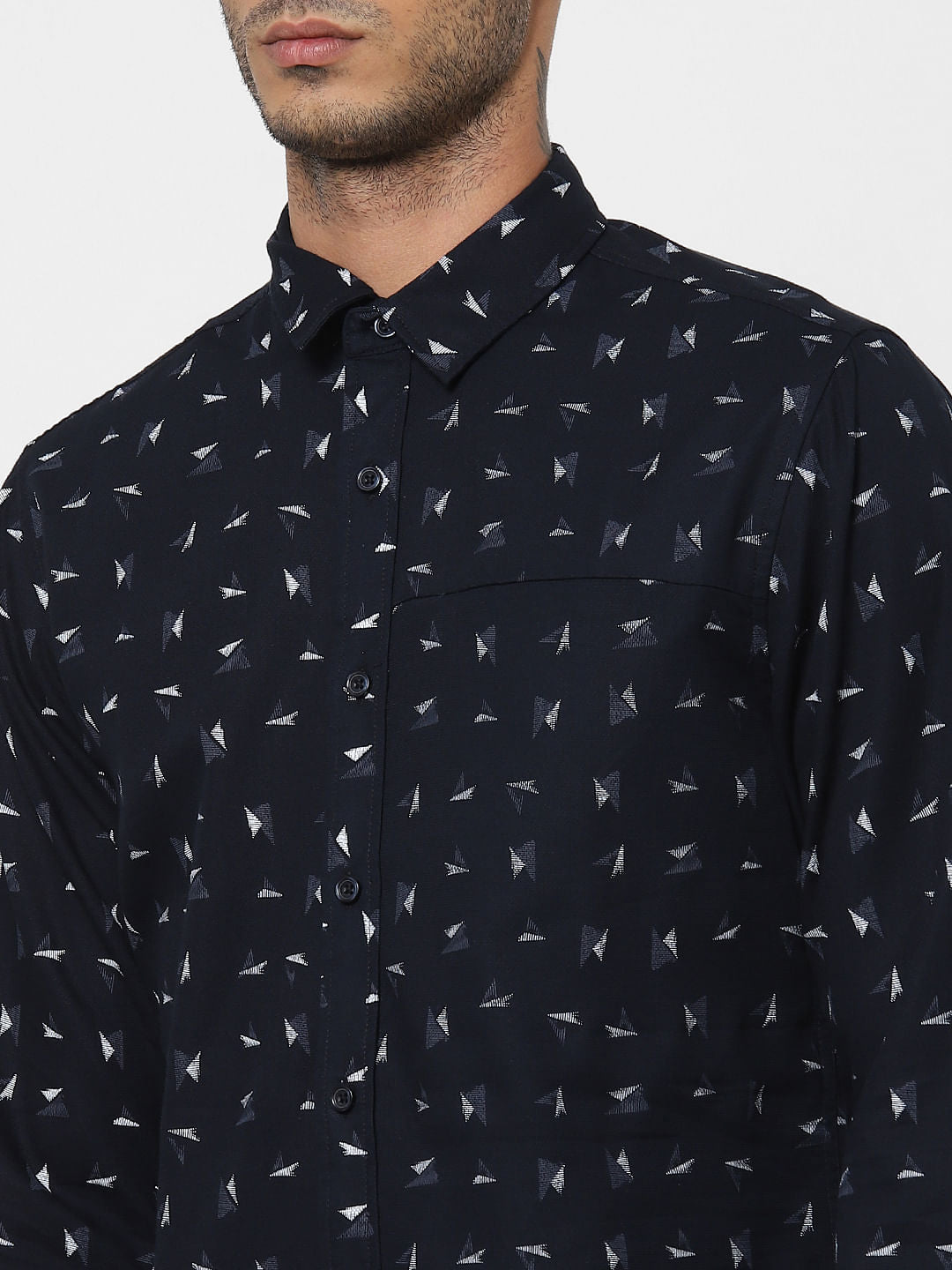 Navy Blue All Over Print Shirt
