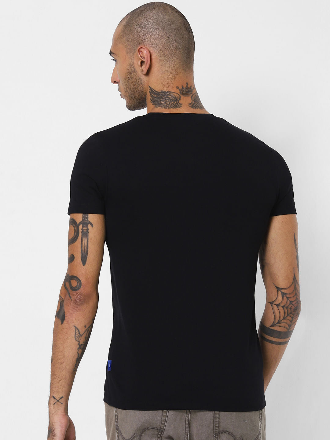 Black Logo Print Crew Neck T-shirt
