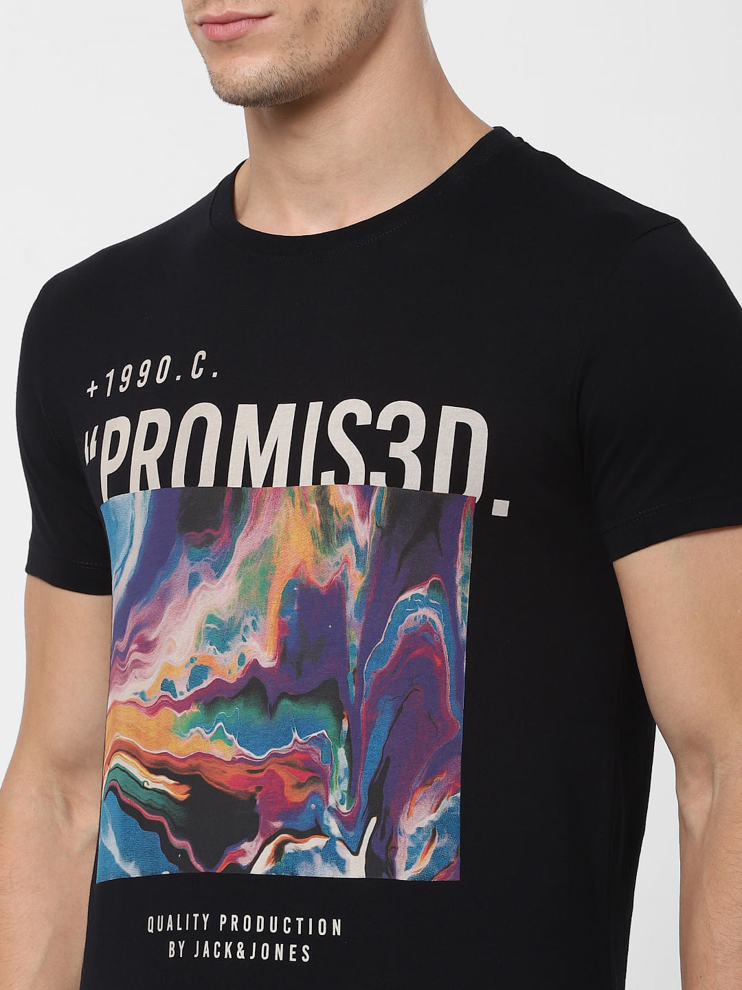 Black Graphic Print Crew Neck T-shirt