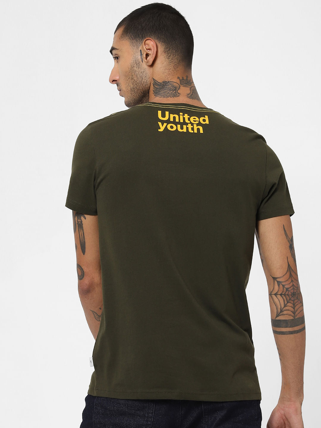 Green Zip Detail Crew Neck T-shirt