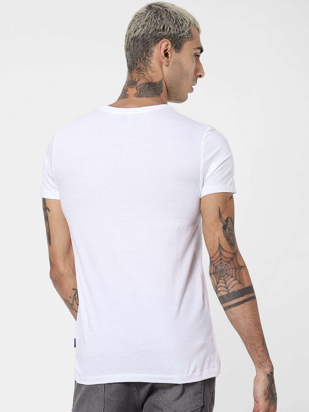 White Logo Print Crew Neck T-shirt