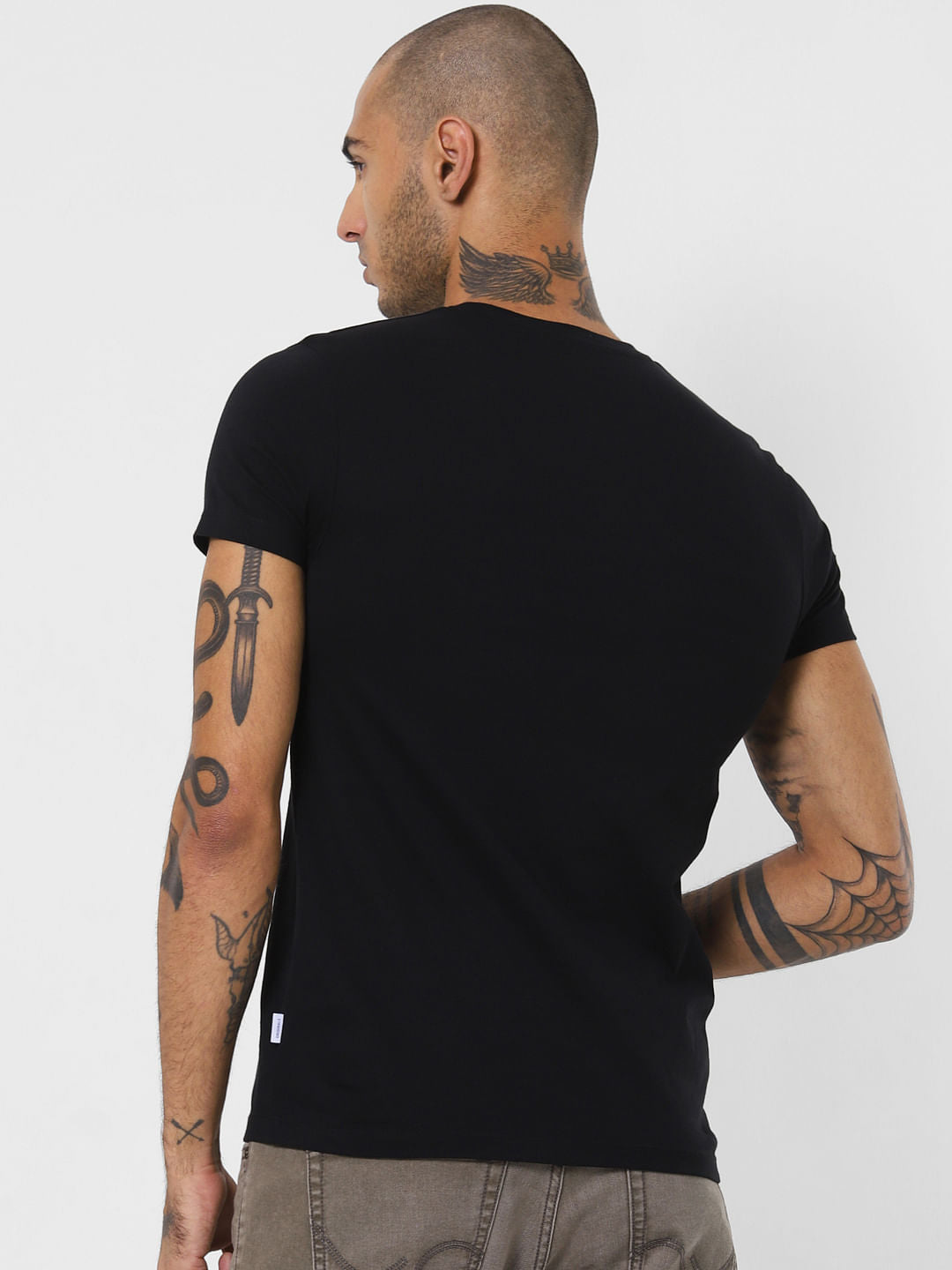Black Graphic Print Crew Neck T-shirt