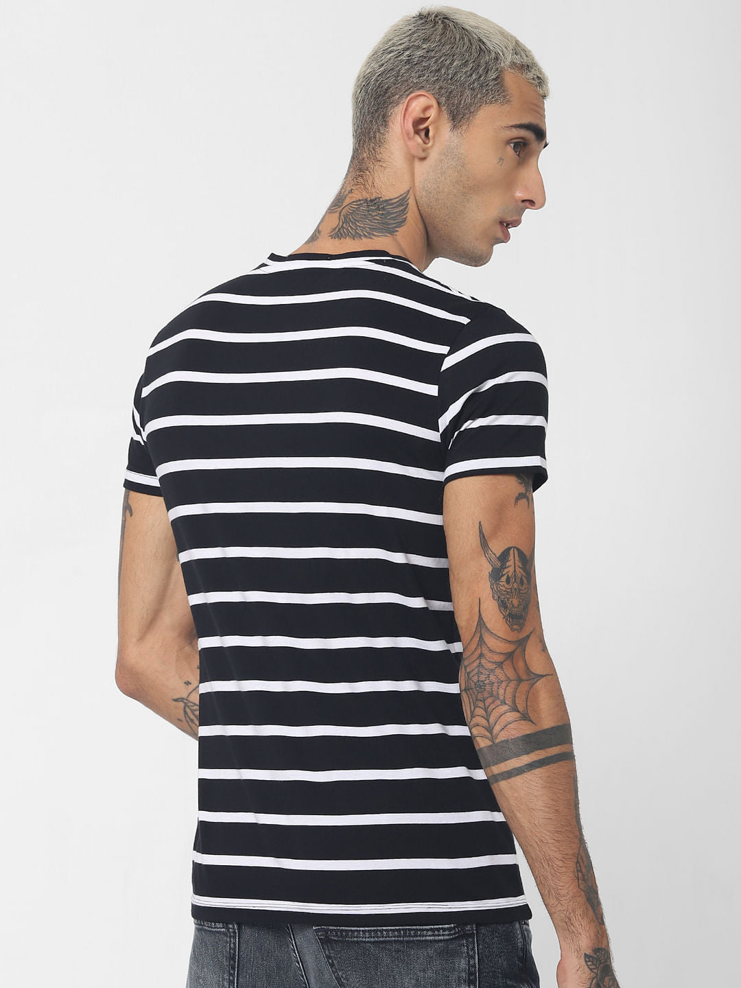 Black Striped Crew Neck T-shirt