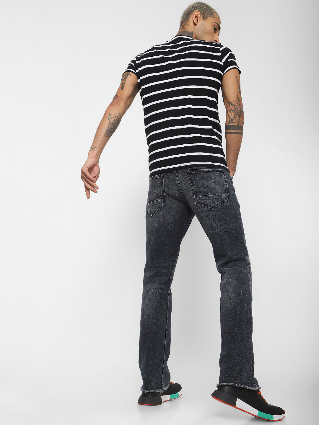 Black Striped Crew Neck T-shirt