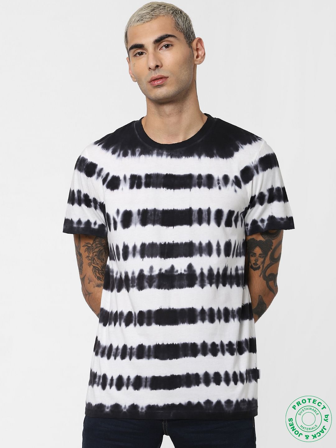 White Printed Crew Neck T-shirt - S