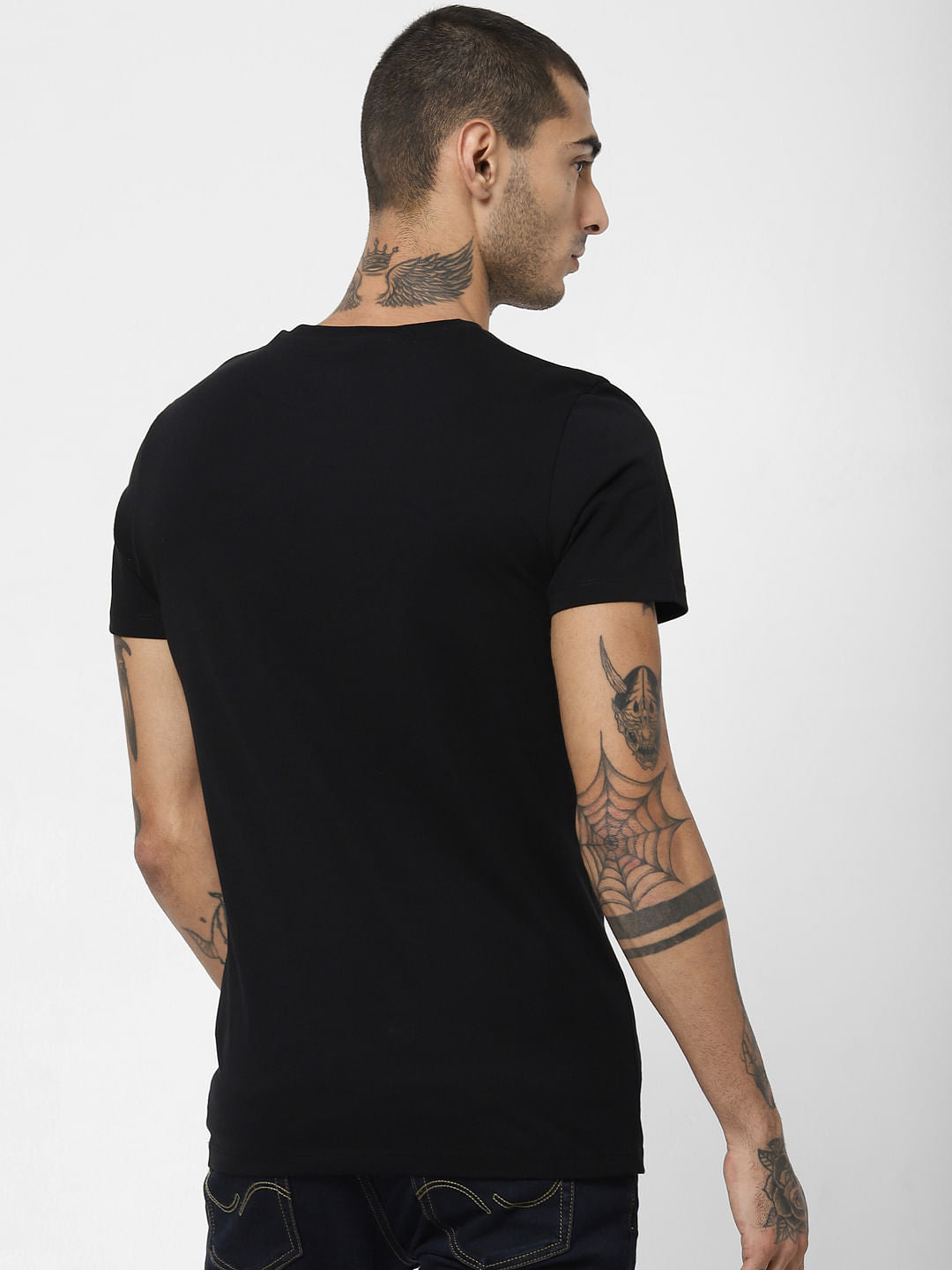 Black Logo Print Crew Neck T-shirt