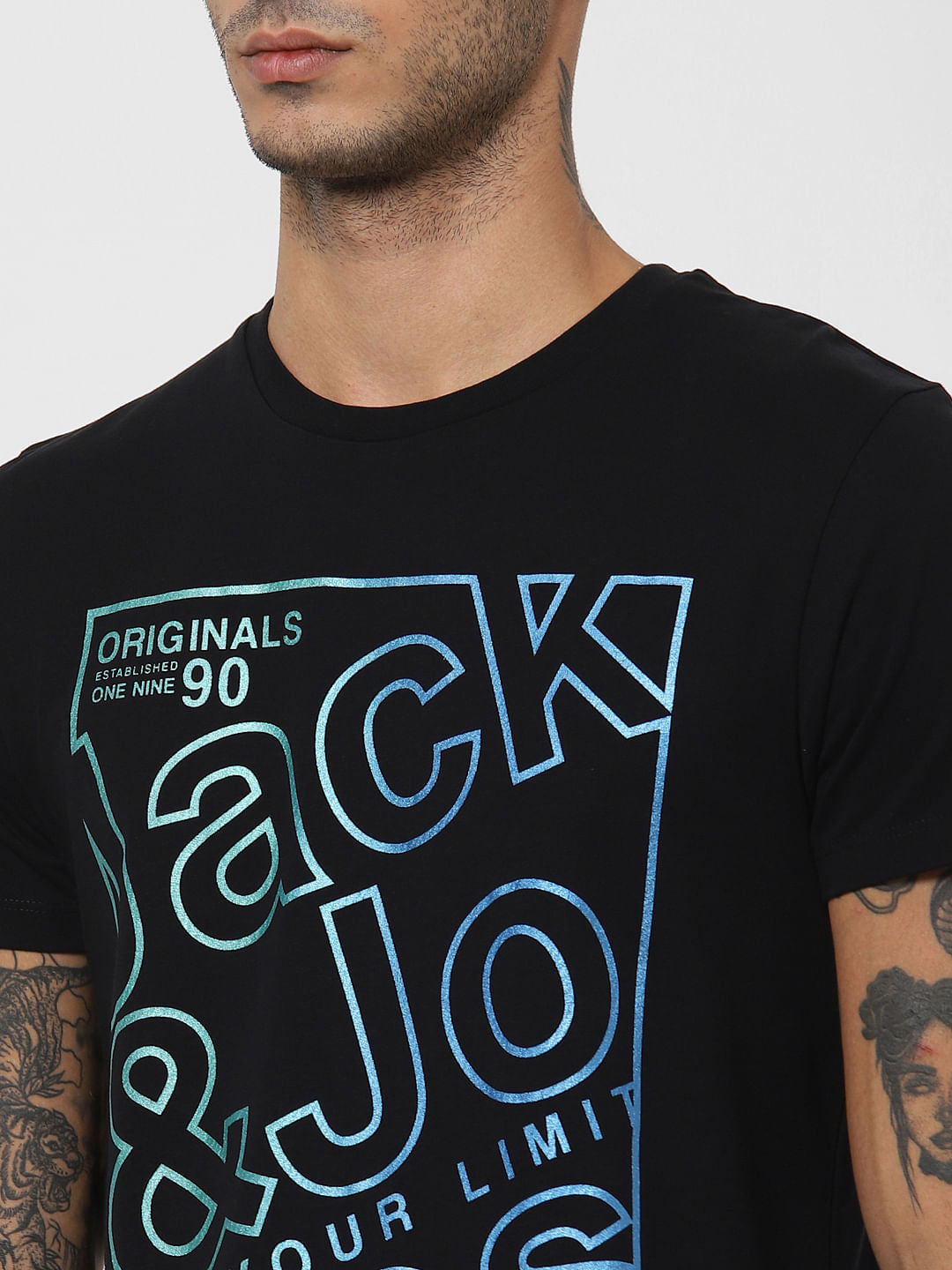 Black Logo Print Crew Neck T-shirt