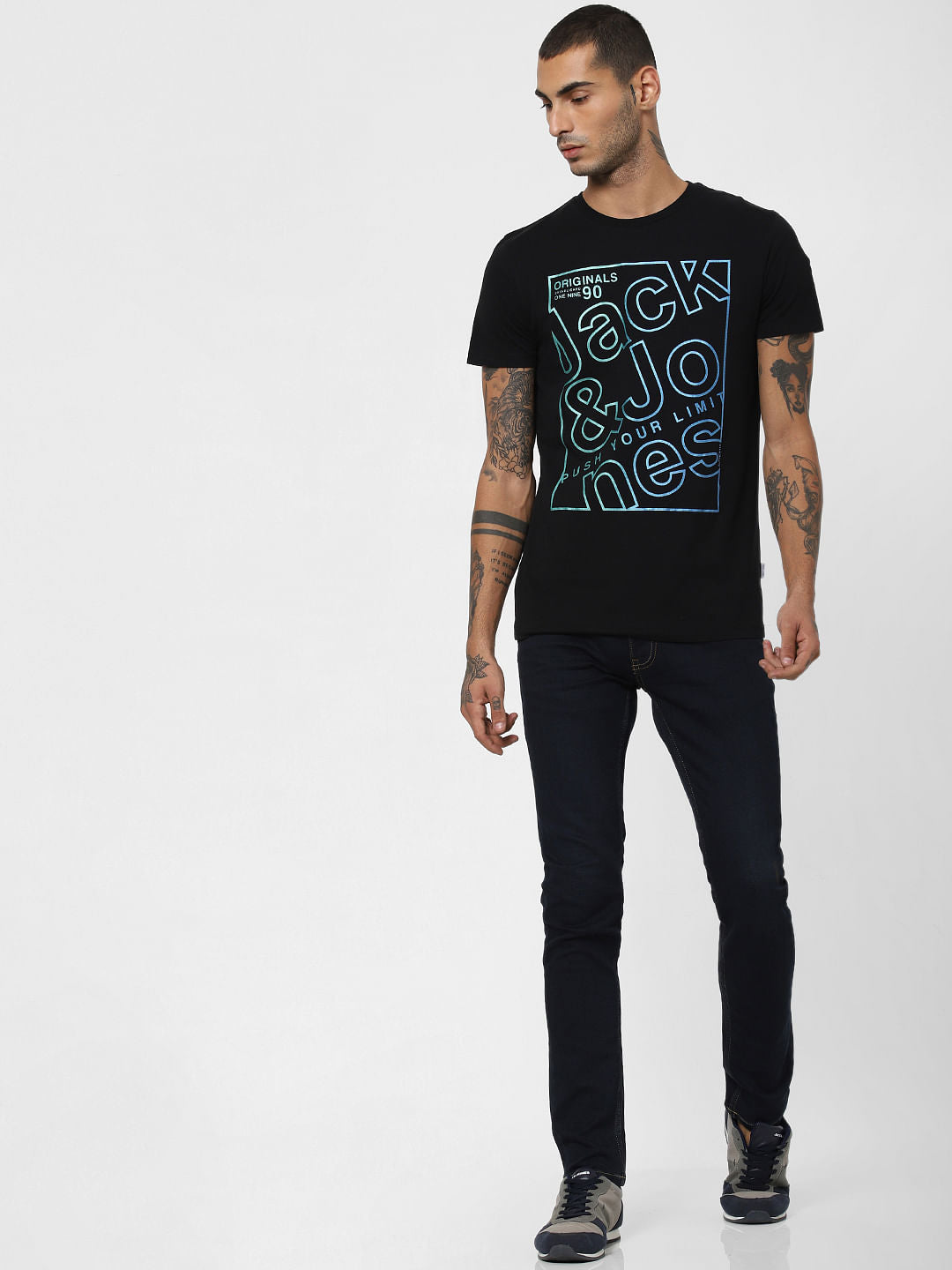 Black Logo Print Crew Neck T-shirt