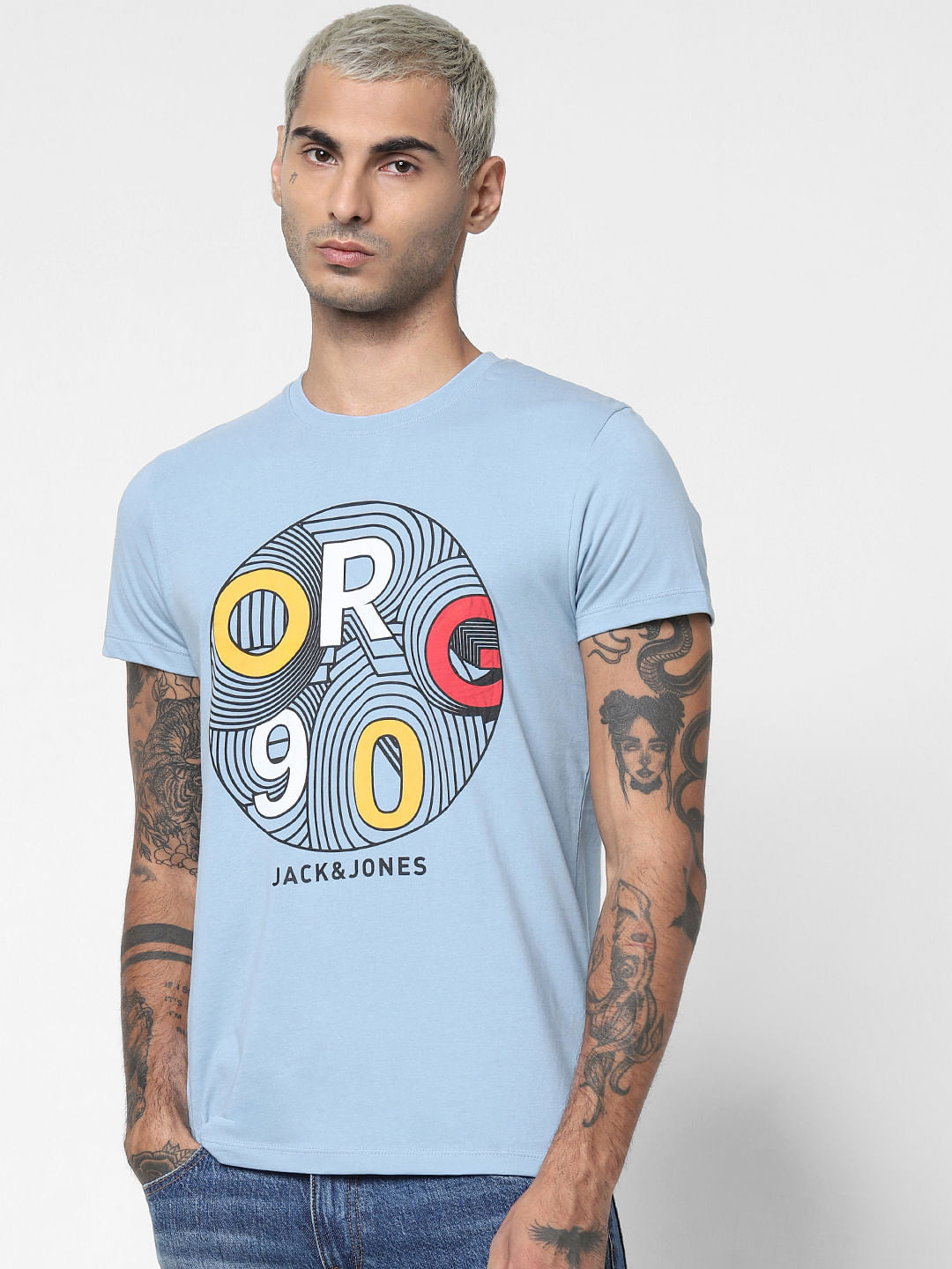 Blue Graphic Print Crew Neck T-shirt