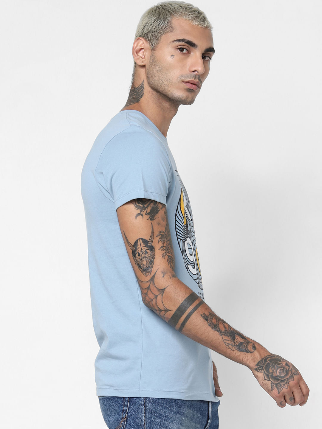 Blue Graphic Print Crew Neck T-shirt
