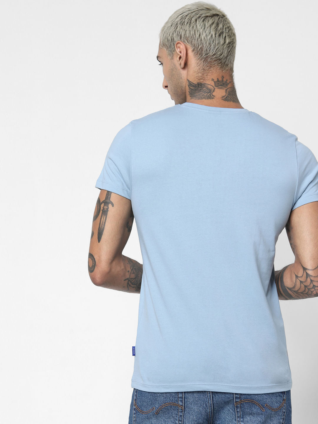 Blue Graphic Print Crew Neck T-shirt