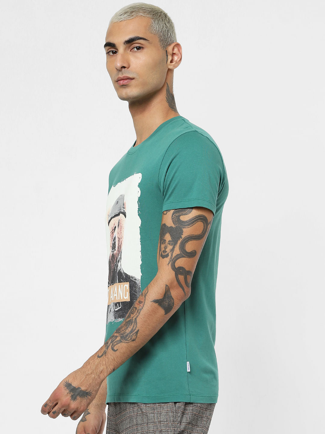 Green Graphic Print Crew Neck T-shirt