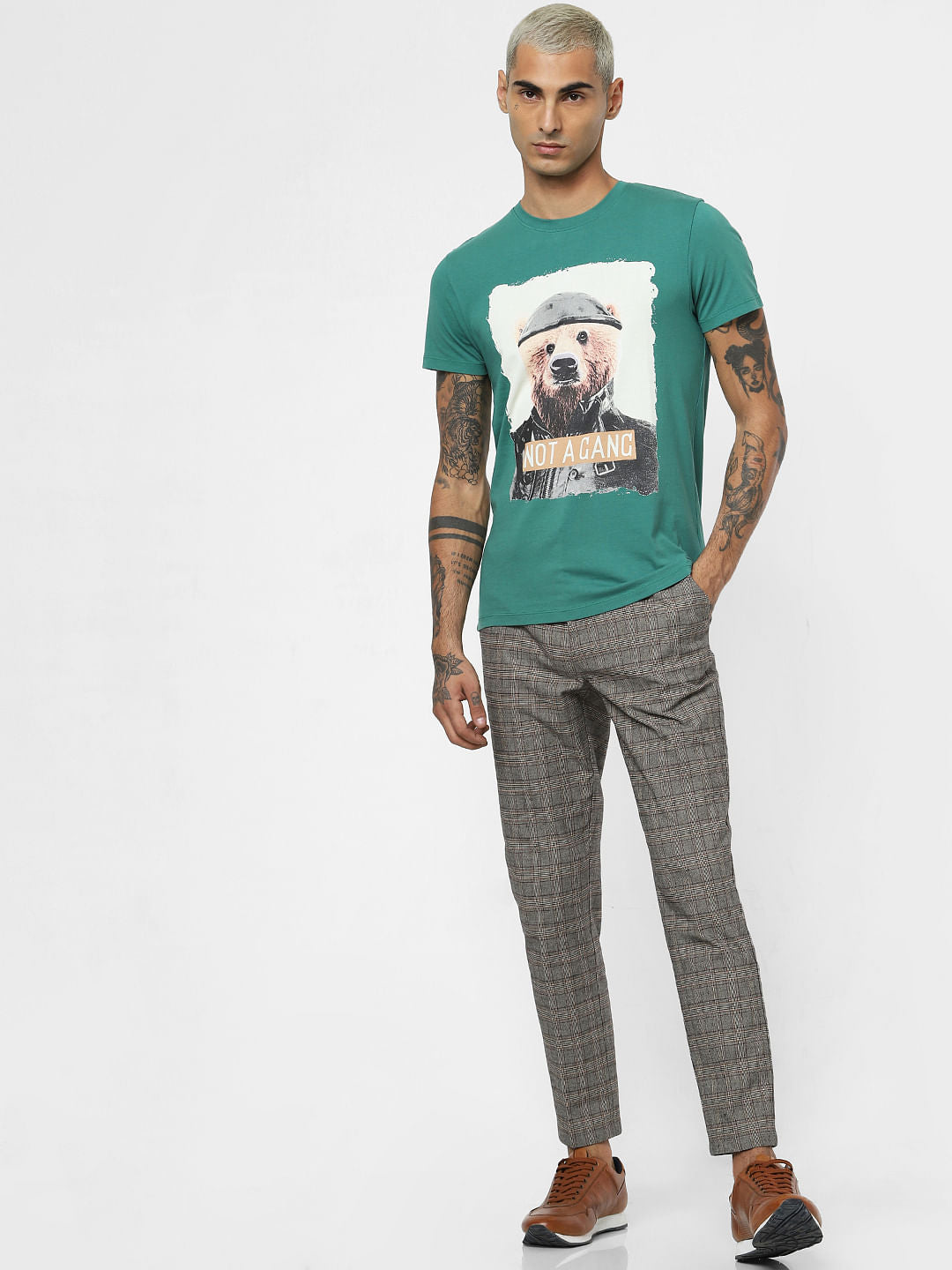 Green Graphic Print Crew Neck T-shirt