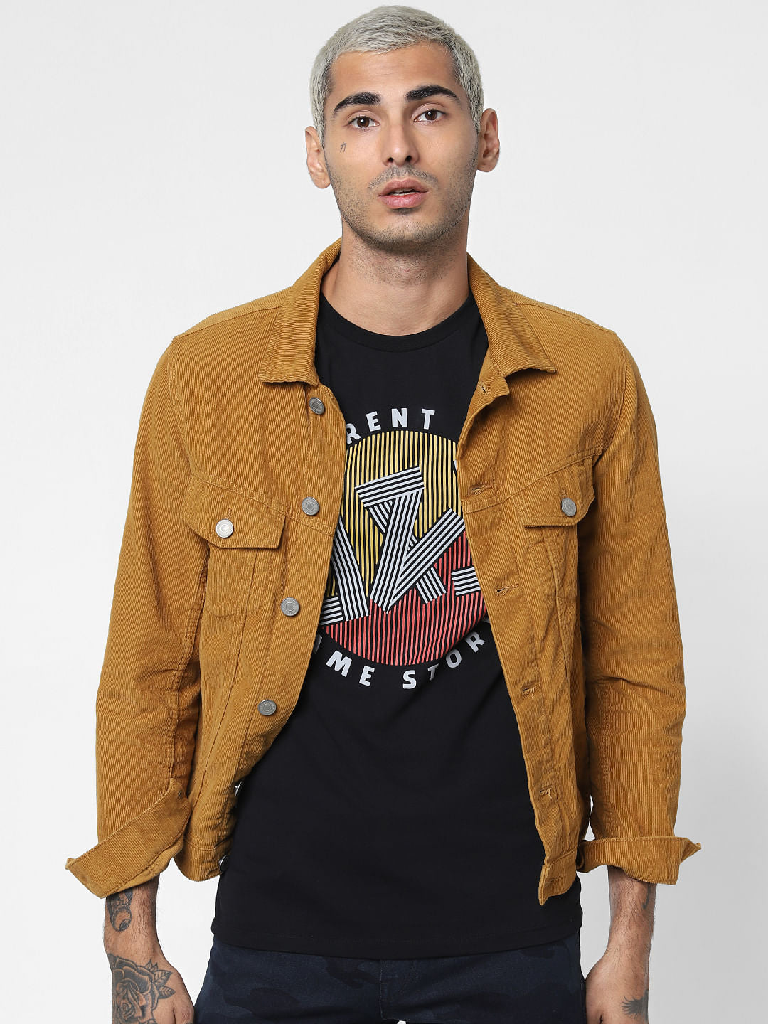 Black Graphic Print Crew Neck T-shirt - S