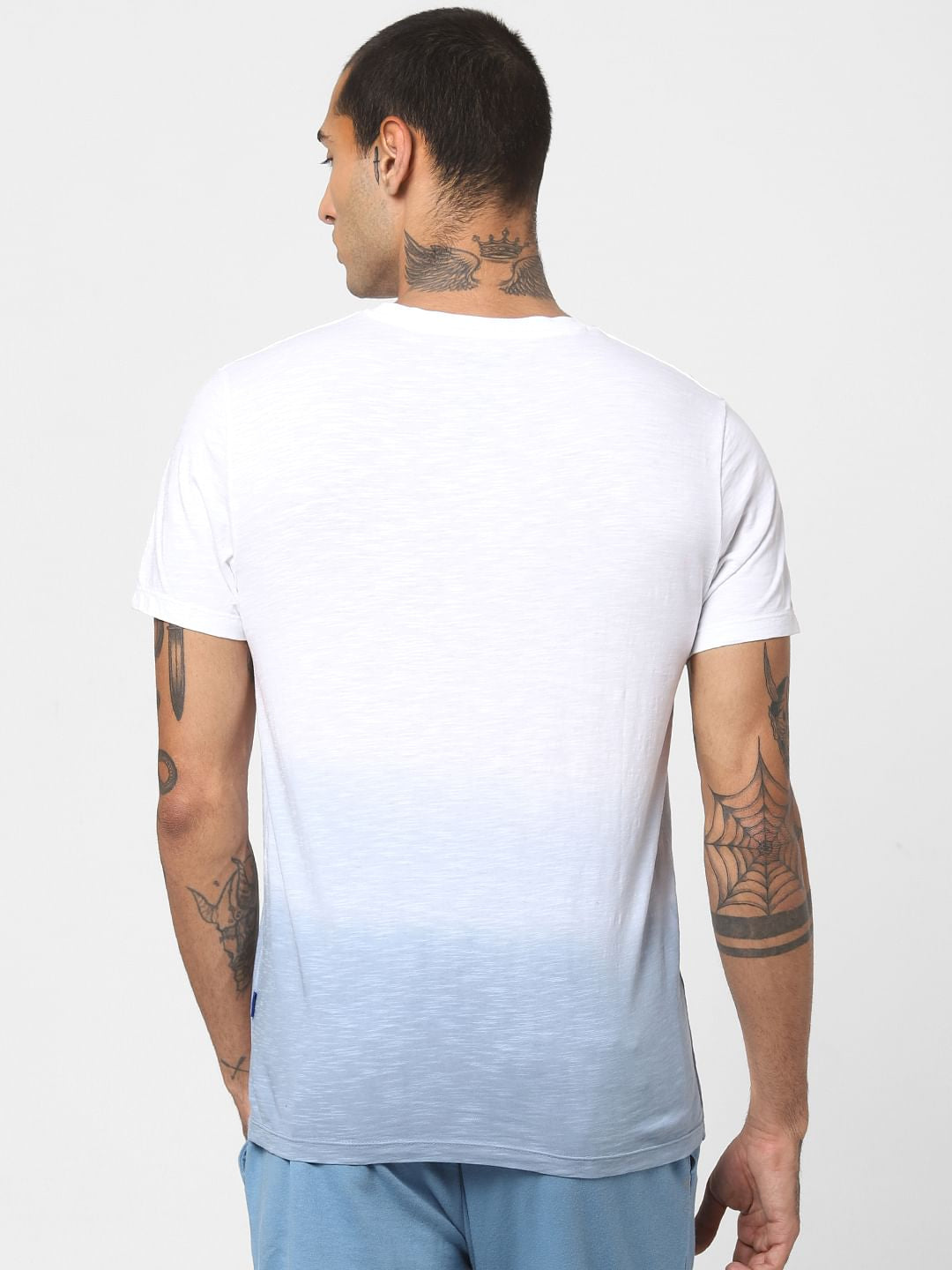 Blue Ombre Wash Crew Neck T-shirt