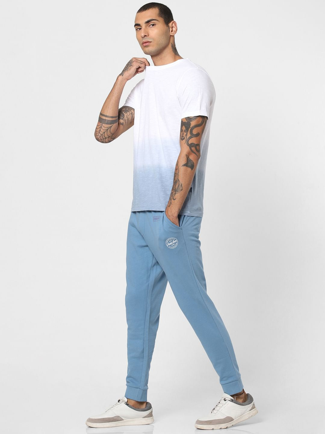 Blue Ombre Wash Crew Neck T-shirt