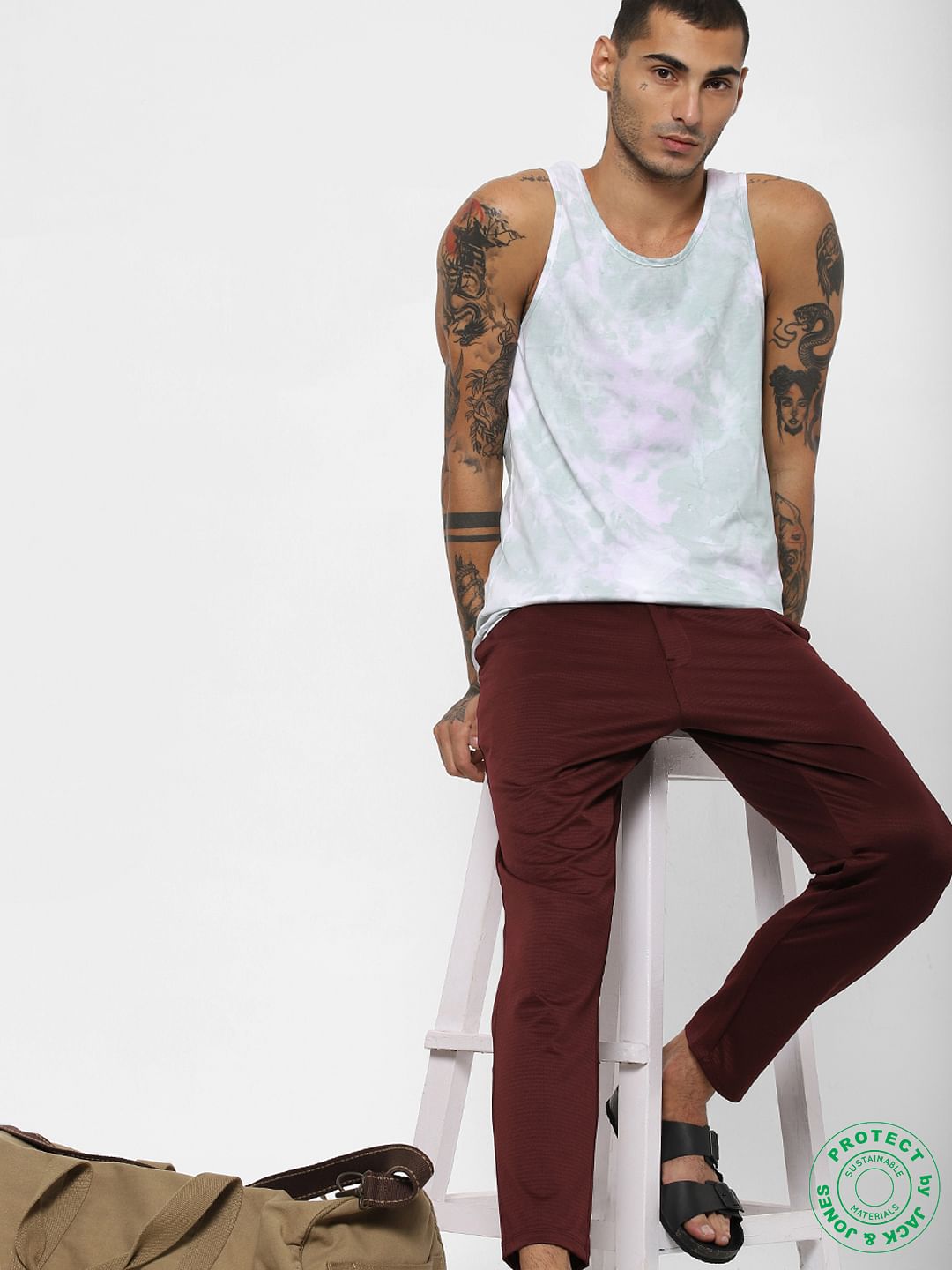 White Tie-Dye Print Vest - S