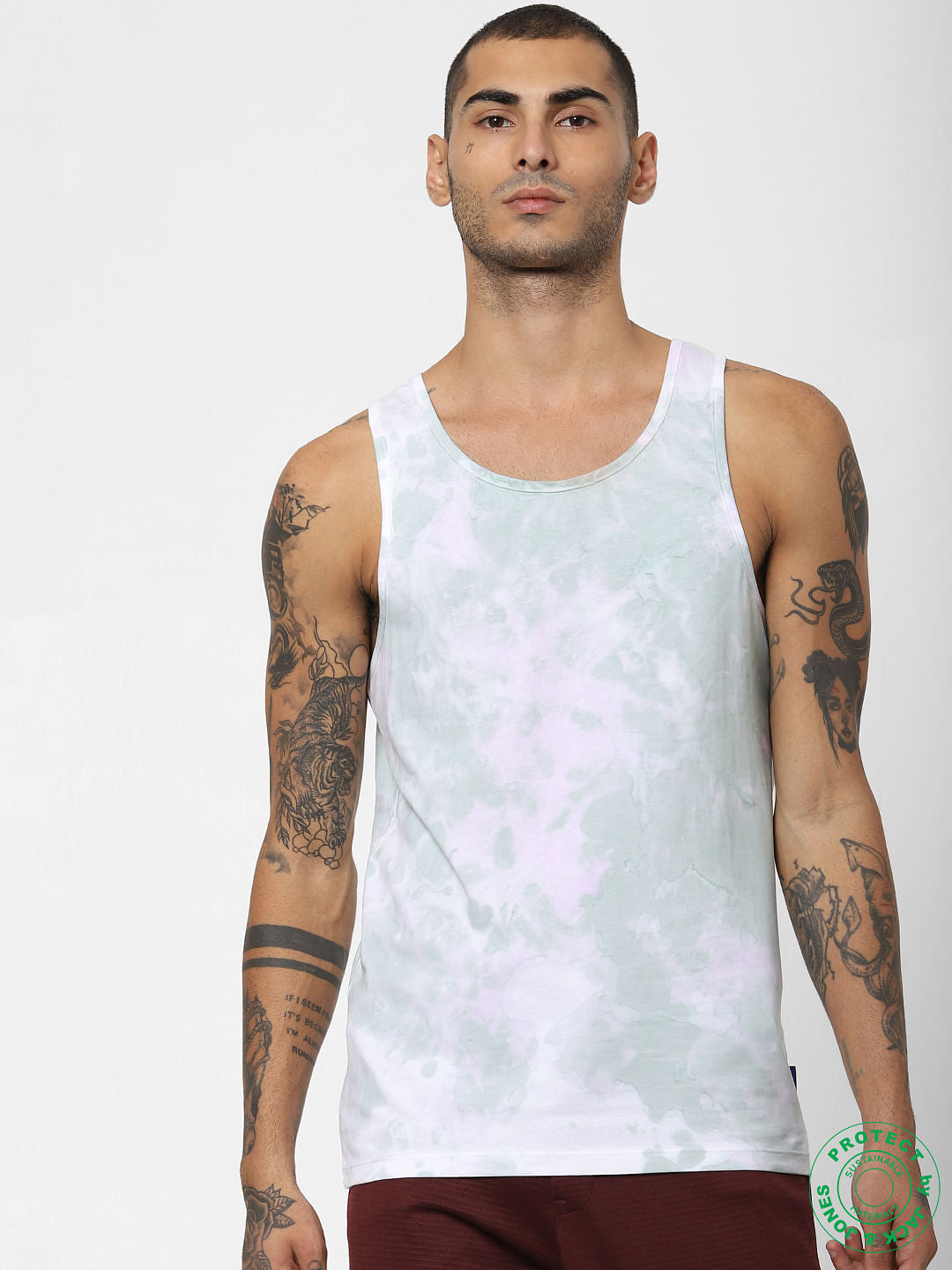 White Tie-Dye Print Vest