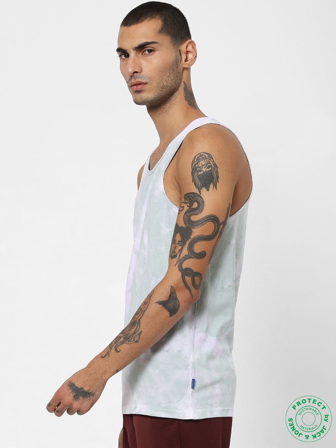 White Tie-Dye Print Vest