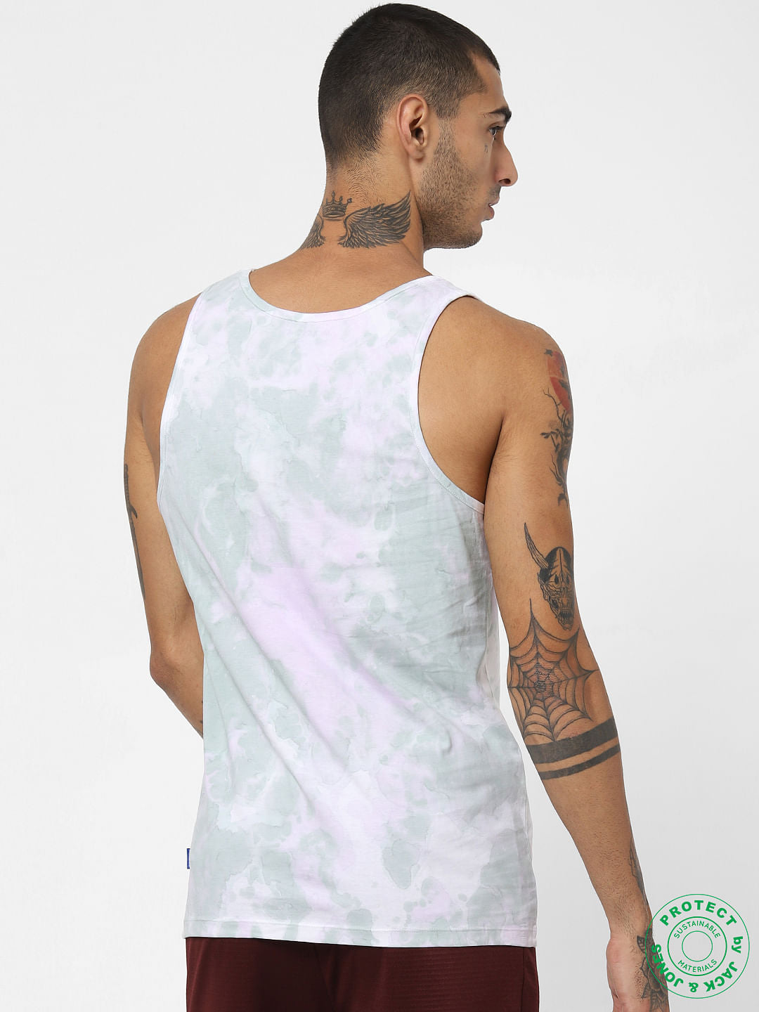 White Tie-Dye Print Vest