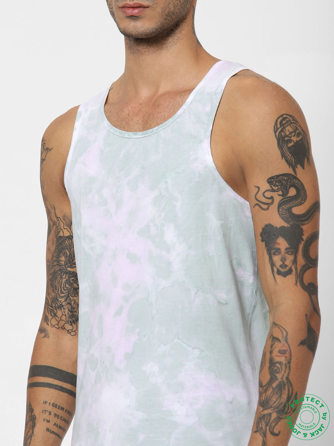 White Tie-Dye Print Vest